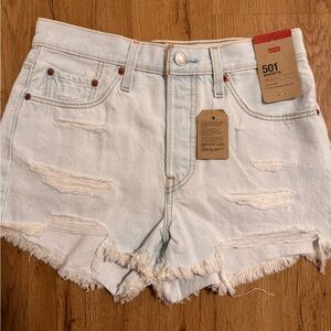Levi's Women's Distressed Light Blue Jean Shorts